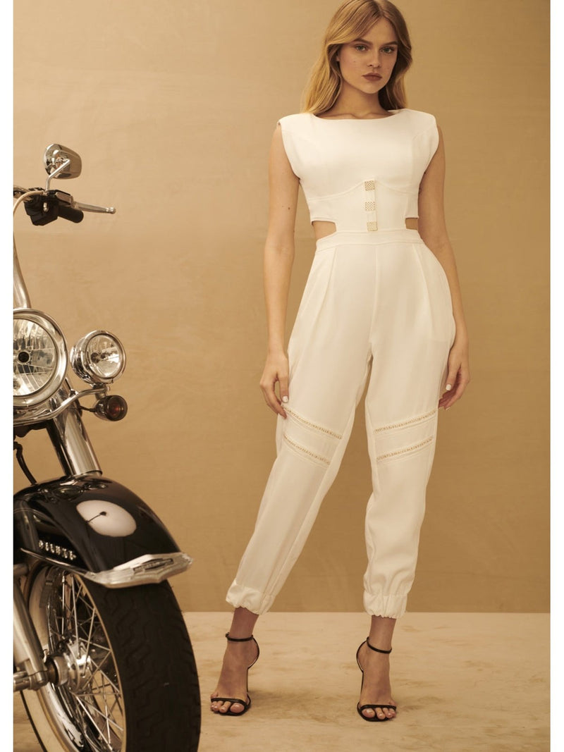 TD White Cut-Out Jumpsuit