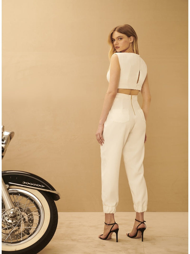 TD White Cut-Out Jumpsuit