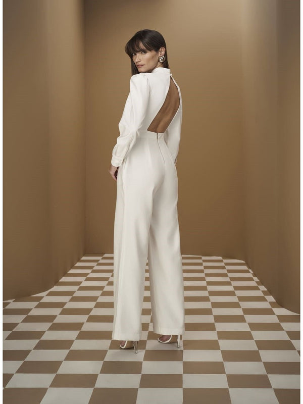 TD Open Back White Jumpsuit