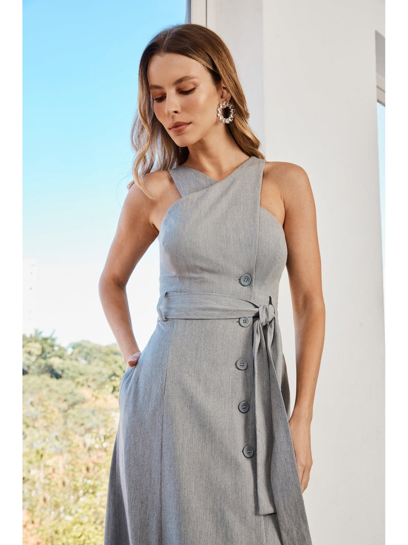 GRAY MIDI DRESS