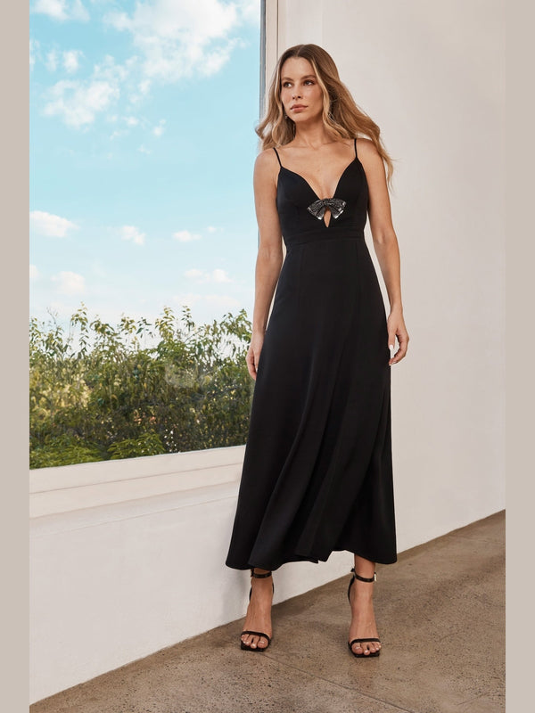 BLACK DECOTE LONG DRESS