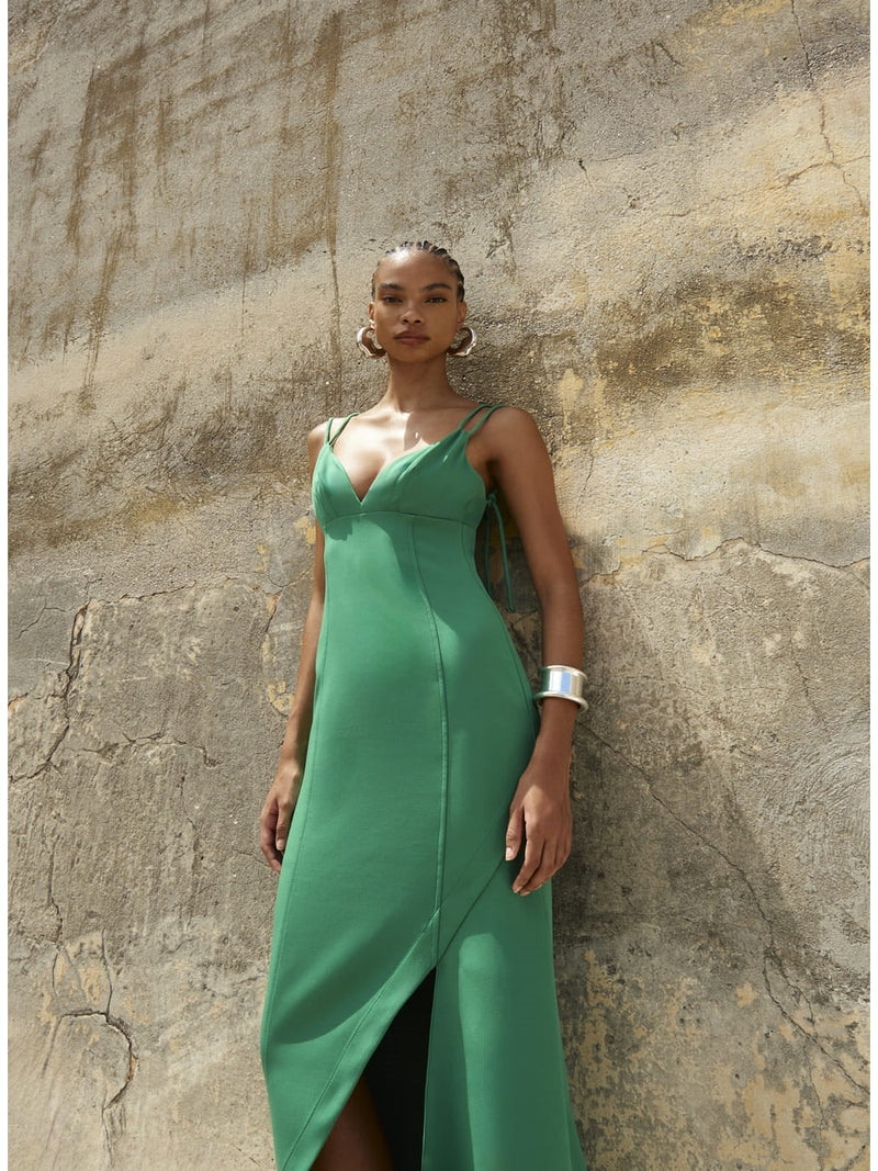 TD ASYMMETRICAL SLIT MIDI DRESS