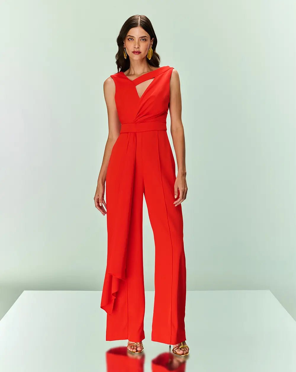 TD CREPE RED JUMPSUIT