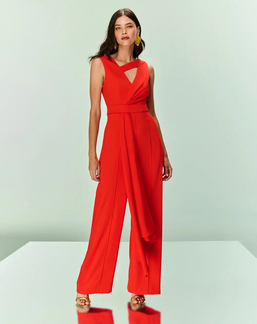 TD CREPE RED JUMPSUIT