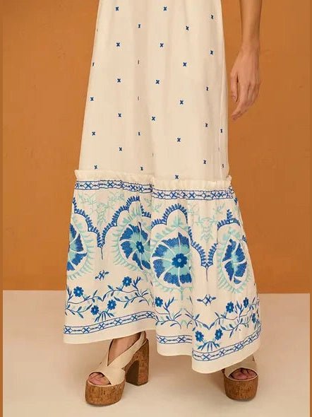 SK LONG COTTON EMBROIDERY DRESS