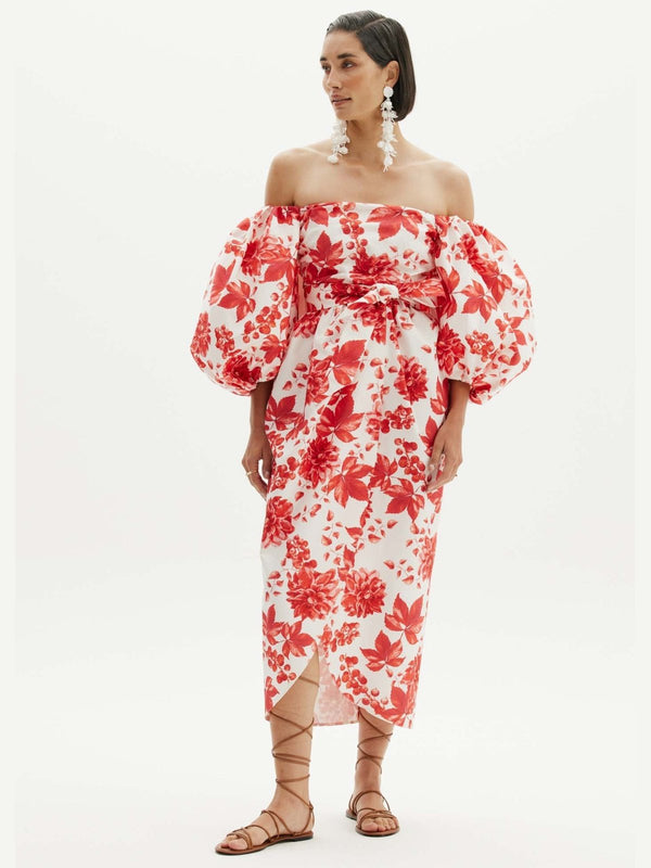 Amar Puffy Sleeves Midi Dress