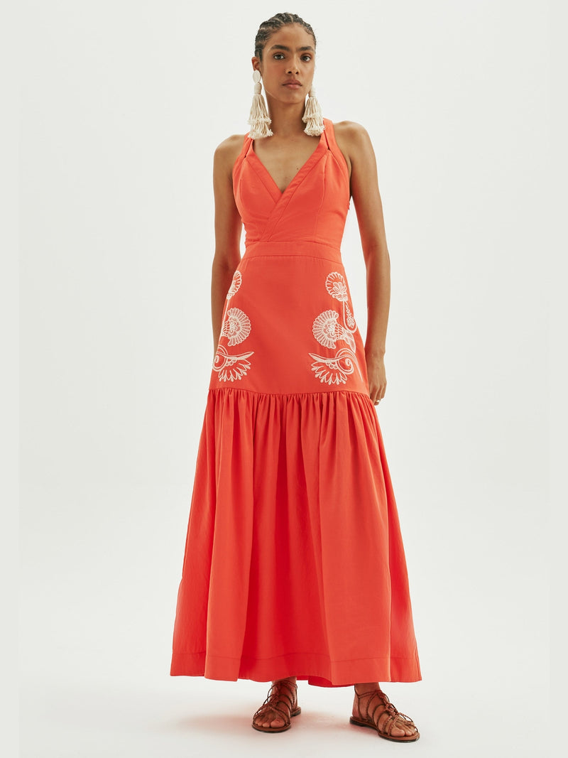 AMAR WATERMELON RED LONG DRESS