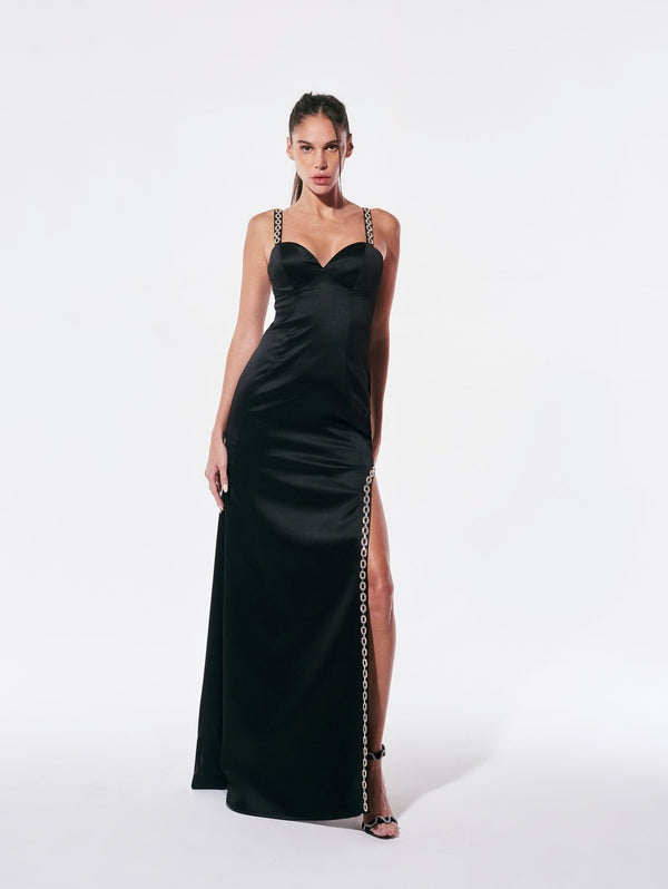 RHINESTONES GOWN BLACK