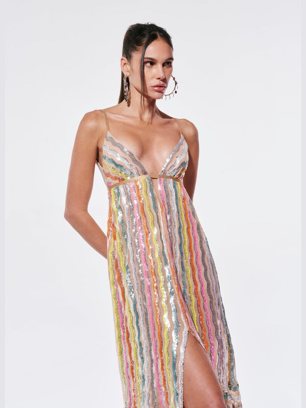 LONG COLORFUL SEQUIN DRESS