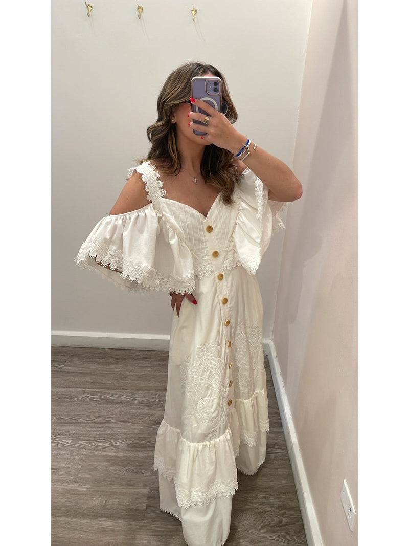 AMAR MIDI DRESS RENDA WHITE