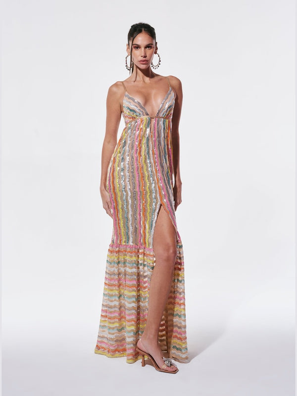 LONG COLORFUL SEQUIN DRESS