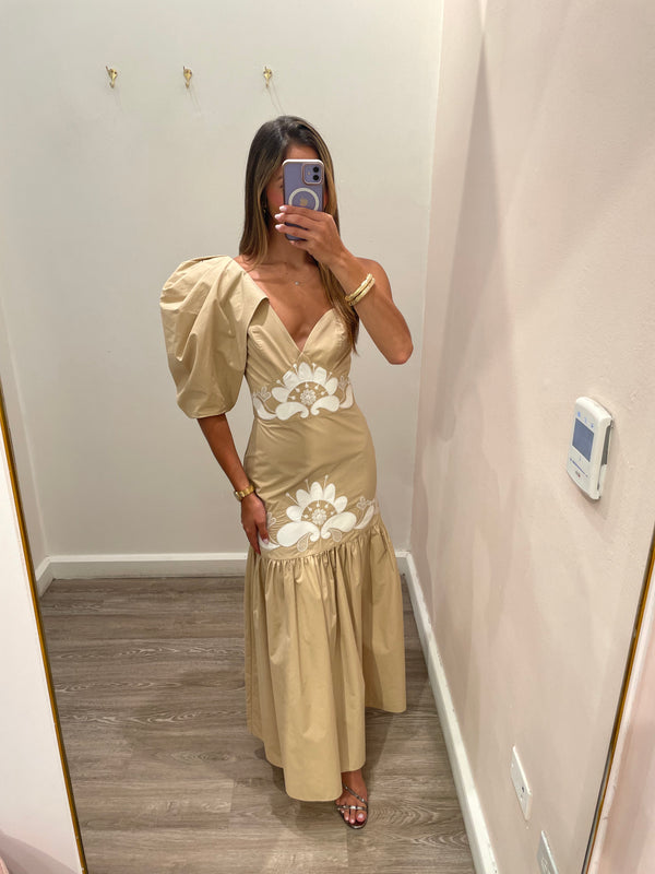 VESTIDO MANGA BEIGE