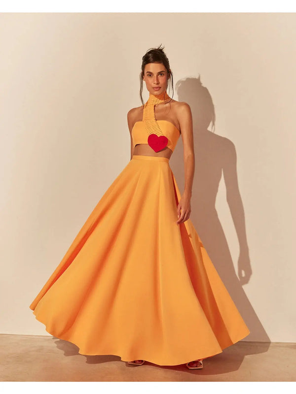 FULL LOOK LONG SKIRT ORANGE