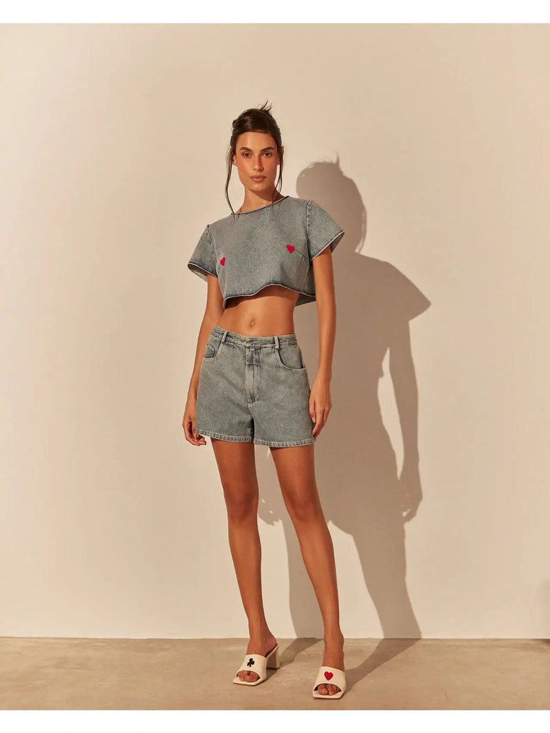 CROPPED JEANS NIPES - CLOUDY SKY BLUE