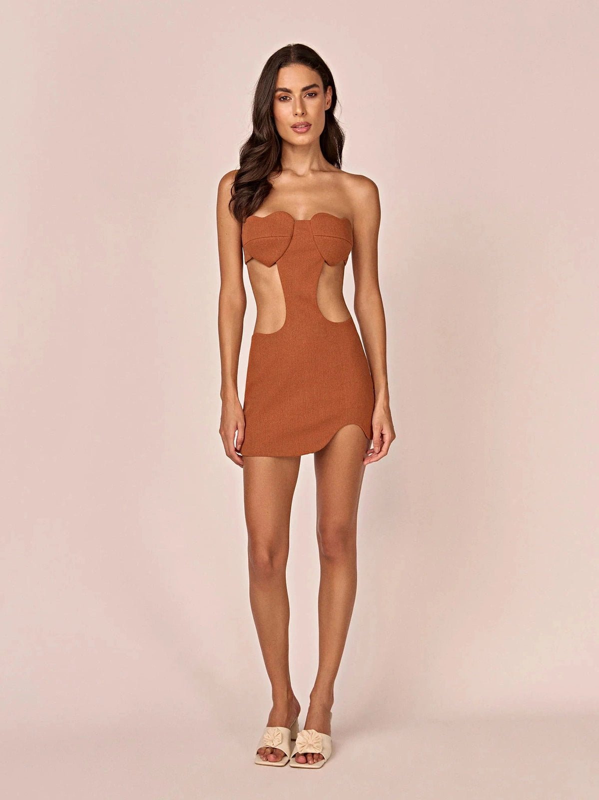 HL MINI DRESS TARSILA - BROWN