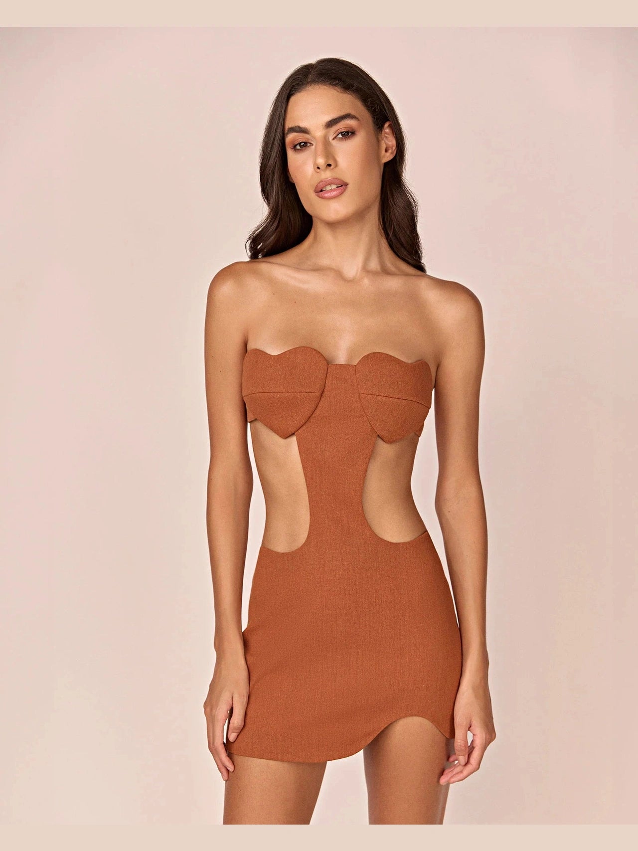 HL MINI DRESS TARSILA - BROWN