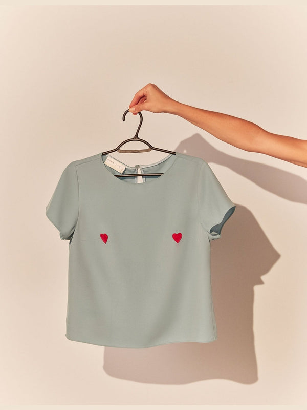 HL BLUE HEART BLUSA