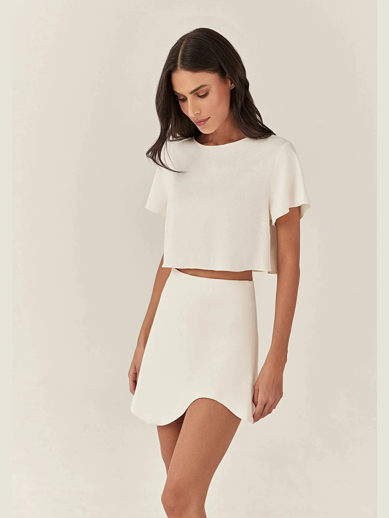 HL CURVA SKIRT WHITE LINEN