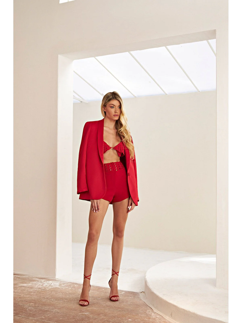 HL HAUSSMANN DOUBLE RED CROP TOP