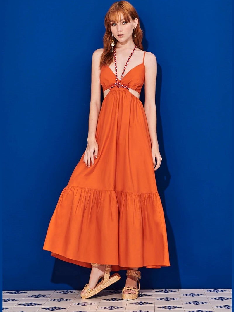 Cut-Out Orange Dress