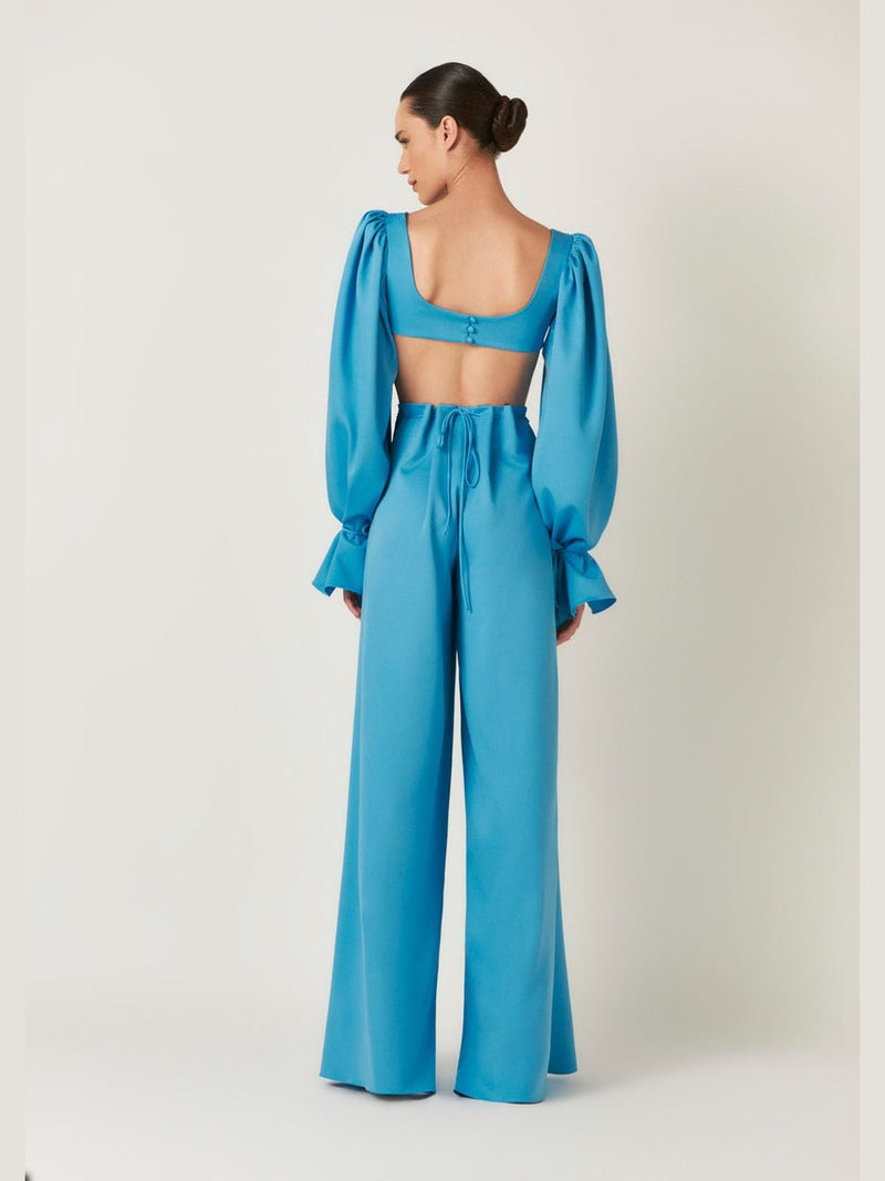 HL Leaf Palazzo Pants Blue