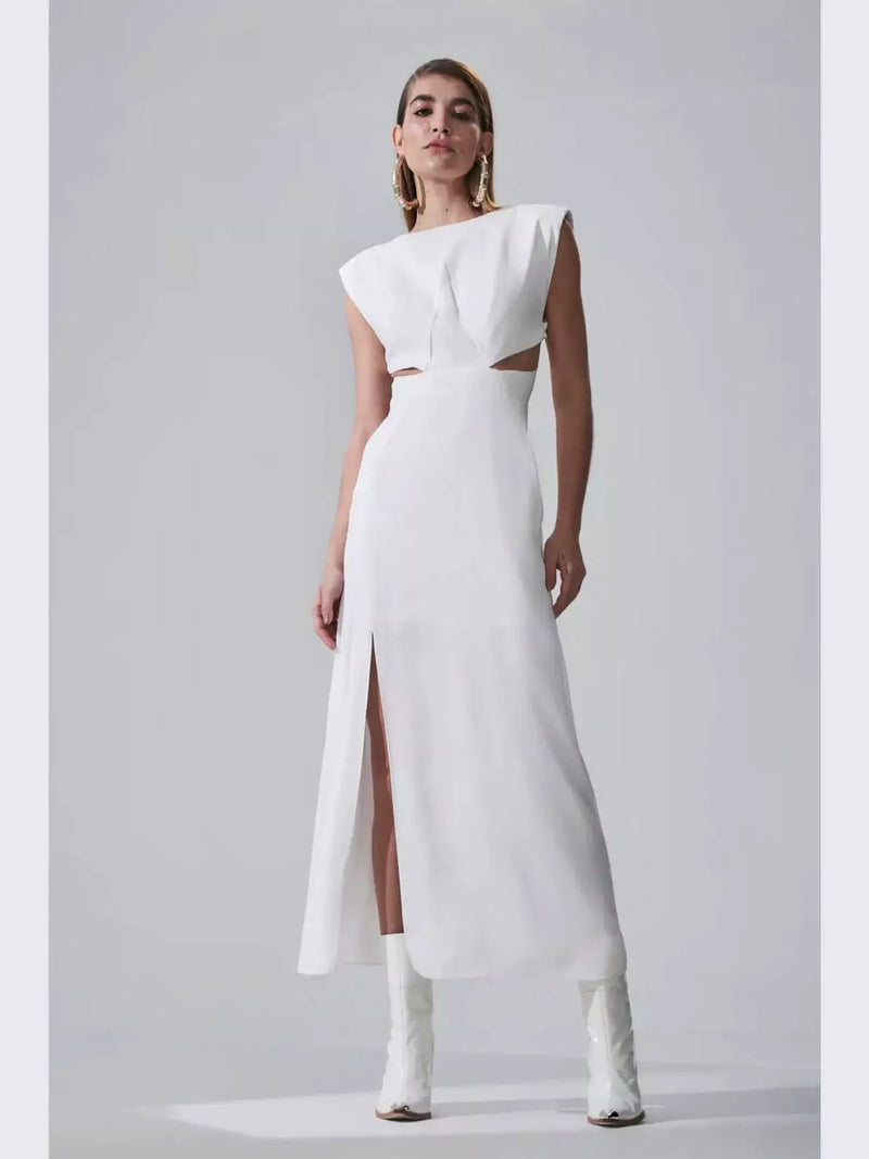 TD white dress with cut outs