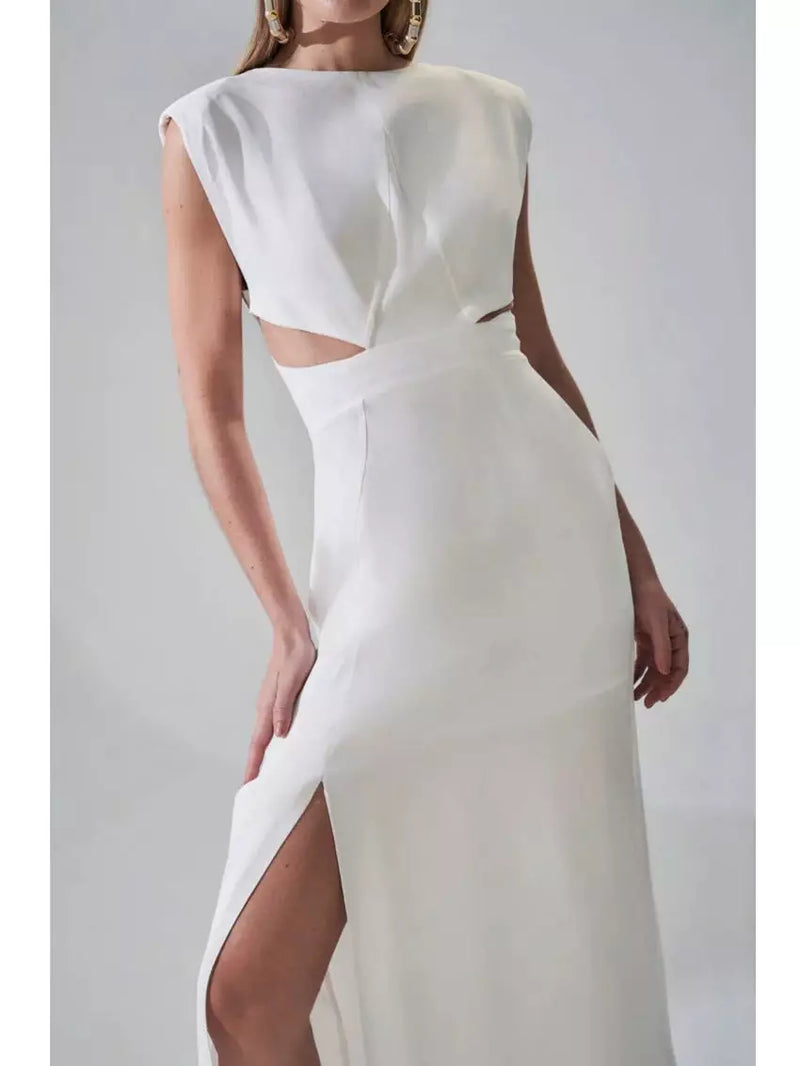 TD white dress with cut outs